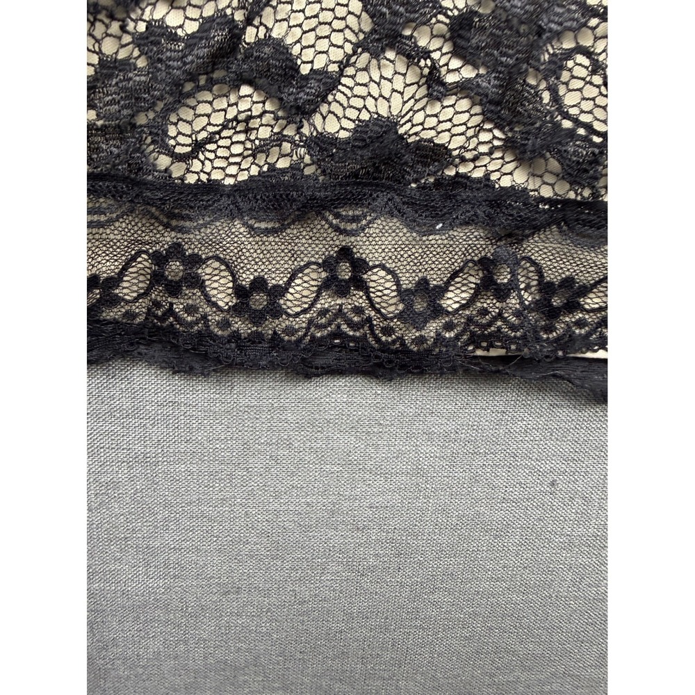 HOMEYEE Black Floral Lace Sheath Dress Cap Sleeve Cocktail Sz 10 Bodycon Y2K 90s - Picture 5 of 5